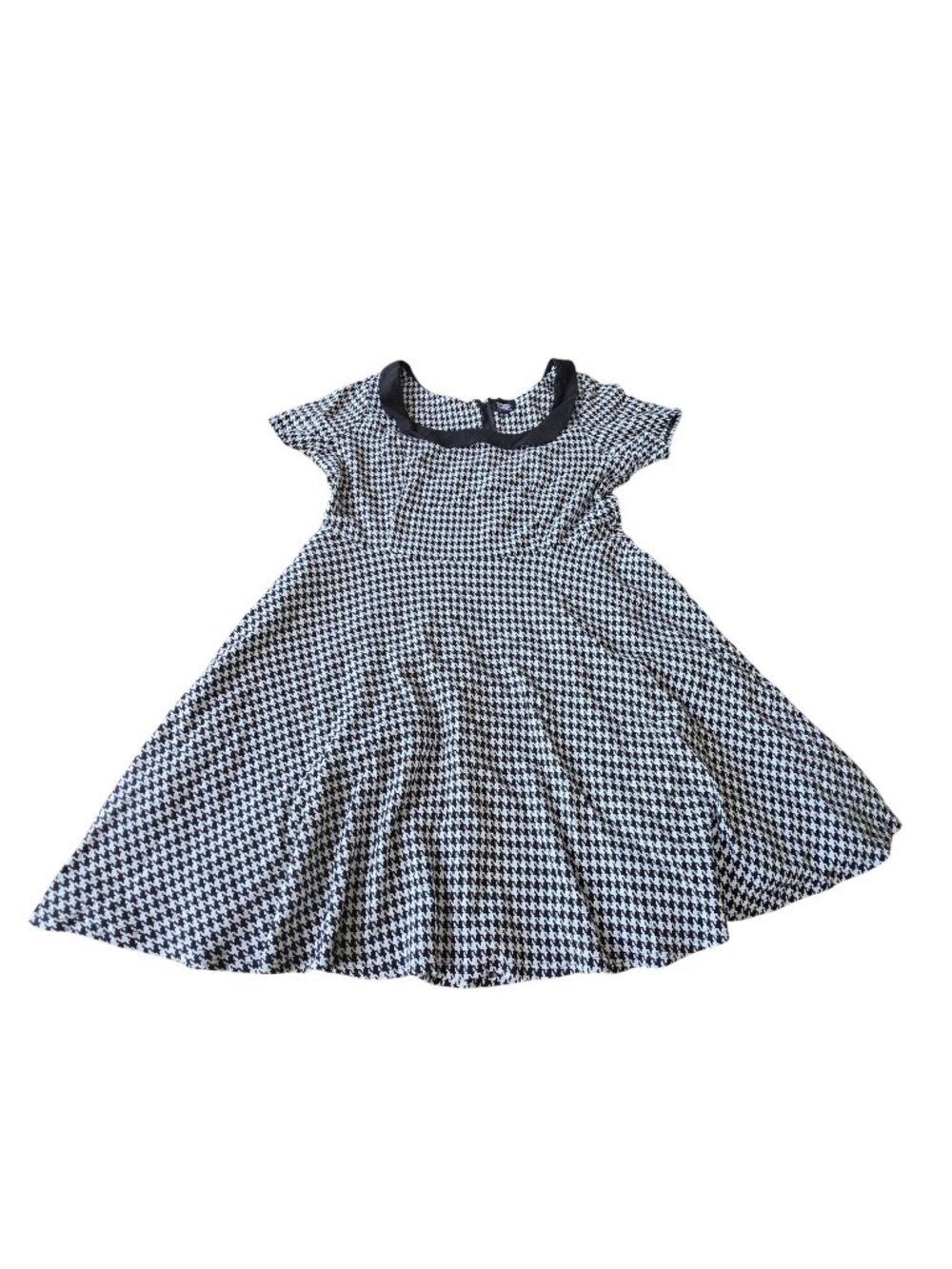 Unique Vintage 3X Houndstooth Swing Dress Plus Fit Flare Retro Pinup 50s
